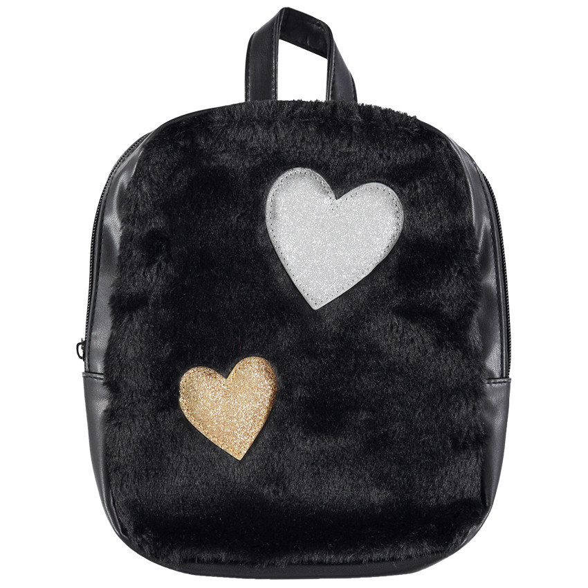 Sac à dos effet cuir à fausse fourrure et coeurs   Additional Sac à dos effet cuir à fausse fourrure et coeurs