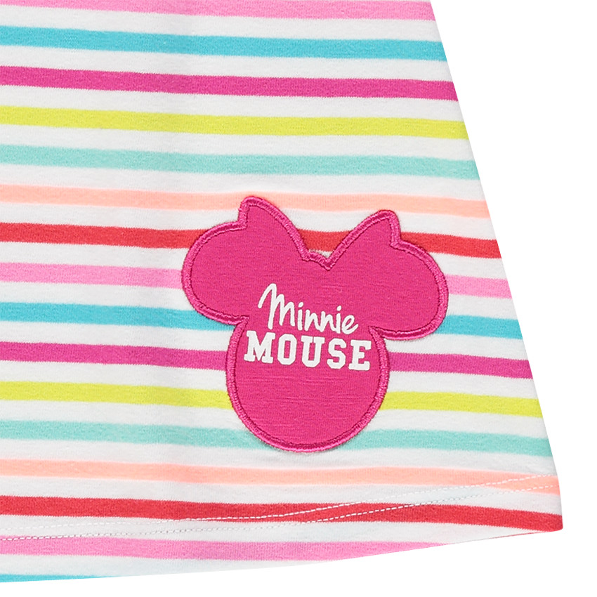 Robe rayée multicolore avec patch Disney Minnie Main Robe rayée multicolore avec patch Disney Minnie