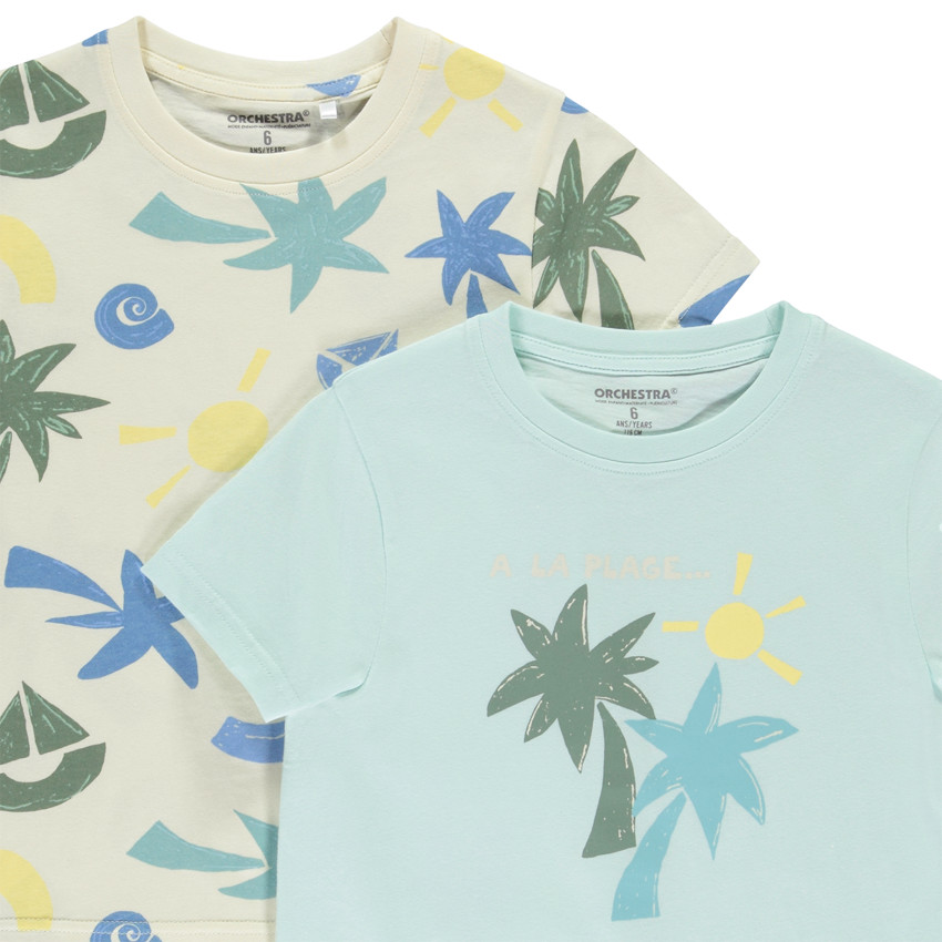 Σετ από 2 κοντομάνικα μπλουζάκια φαντεζί για αγόρι 