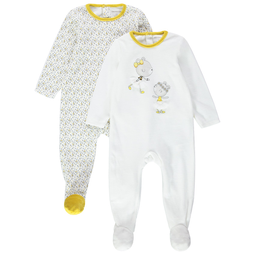 Σετ με 2 φορμάκια ύπνου βελουτέ με μοτίβο με ποντικάκια και κίτρινες νότες 