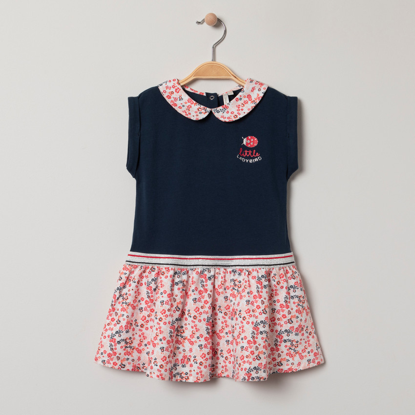 Κοντομάνικο φόρεμα 2 σε 1 με κολάρο Peter Pan και λουλουδάτο σχέδιο 