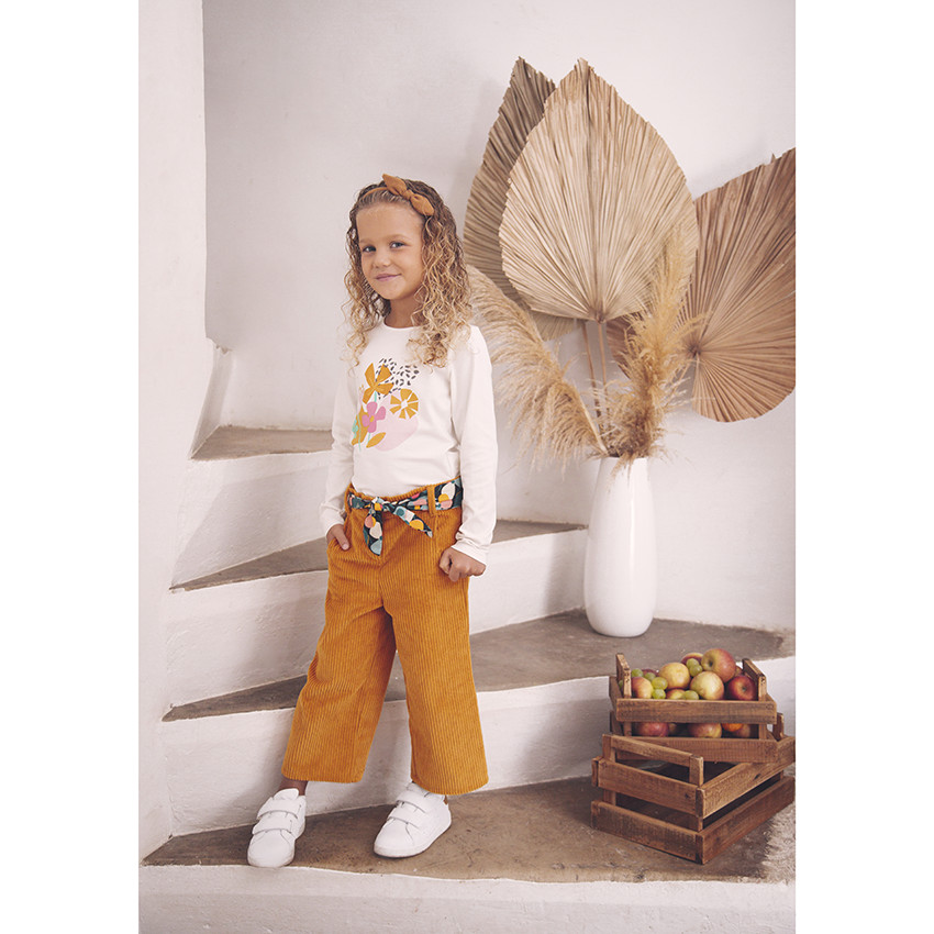 Παντελόνι βελουτέ κοτλέ 7/8 για κορίτσι 