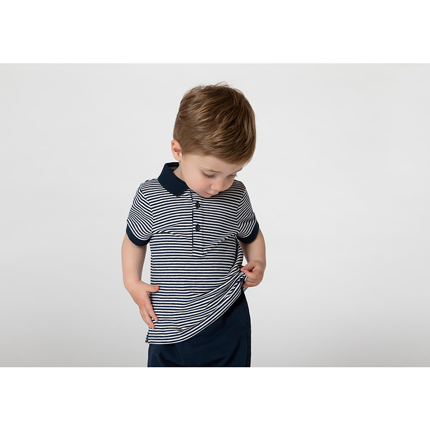 Polo κοντομάνικο βαμβακερό ριγέ για bebe αγόρι 