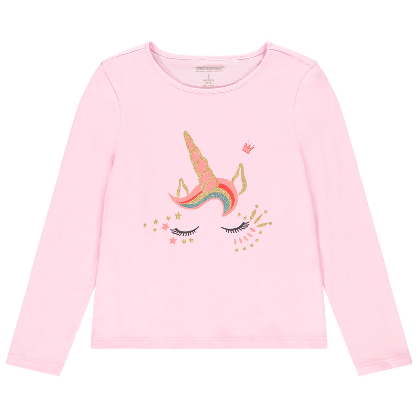 T-shirt μακρυμάνικο με σχέδιο φαντεζί για κορίτσι 