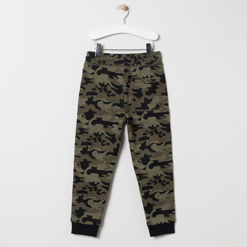 Jogging en molleton print dinosaure et motif camouflage 