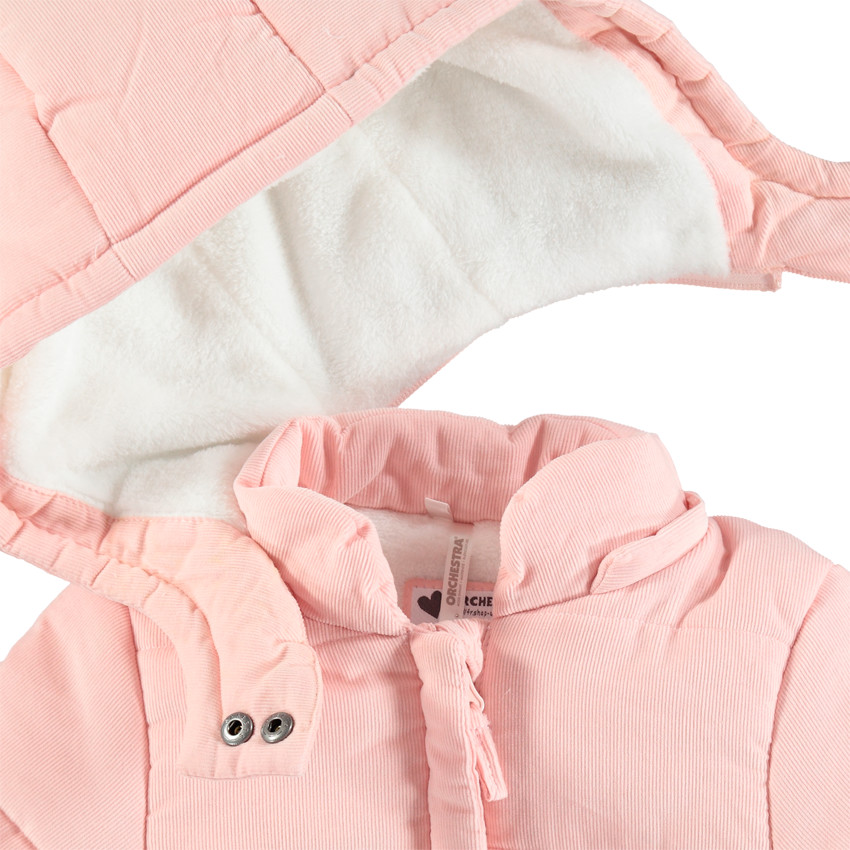 Καπιτονέ μπουφάν από βελούδο κοτλέ με επένδυση sherpa και τυπωμένες καρδιές 