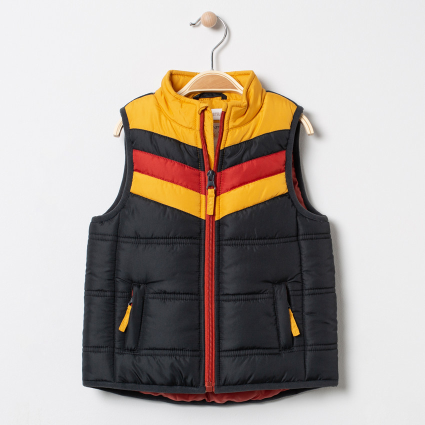 Doudoune sans manches à rayures contrastées 