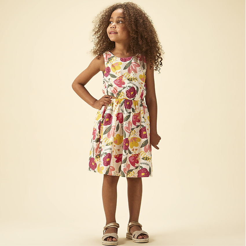 "Αμάνικο φόρεμα με floral σχέδιο και πλαϊνές σχισμές για κορίτσι" 