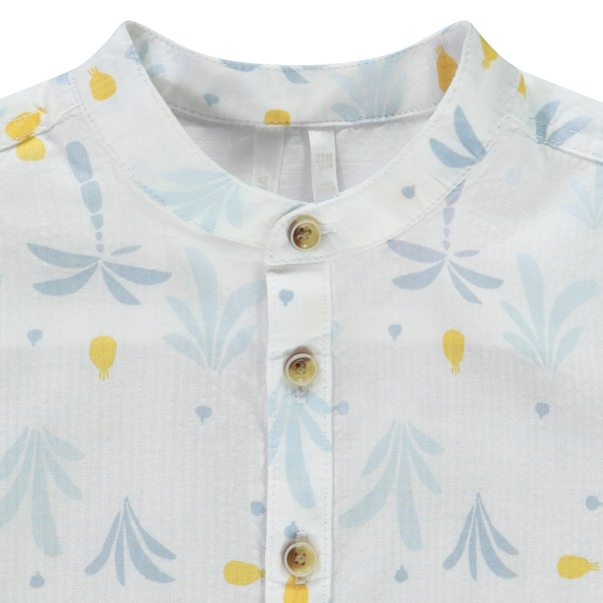 Πουκάμισο κοντομάνικο με arty print και γιακά mao για bebe αγόρι 