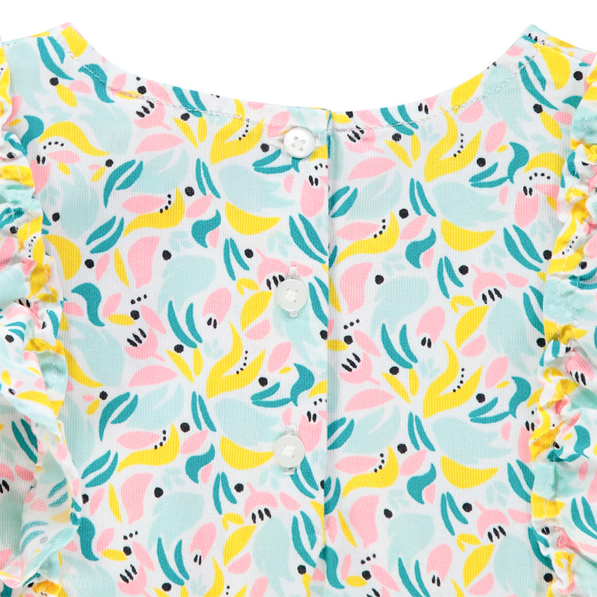 Τουνίκ με βολάν στα μανίκια με σχέδιο σε όλη την επιφάνεια 