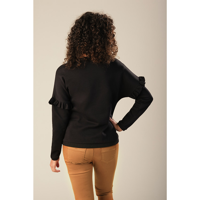 Sweat de grossesse en molleton à volants et perles métallisées 