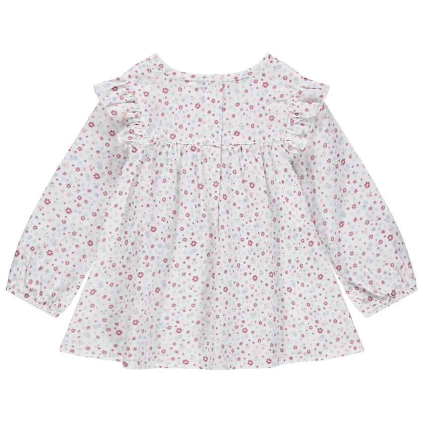 Tunique manches longues à imprimé floral et emmanchures volantées 