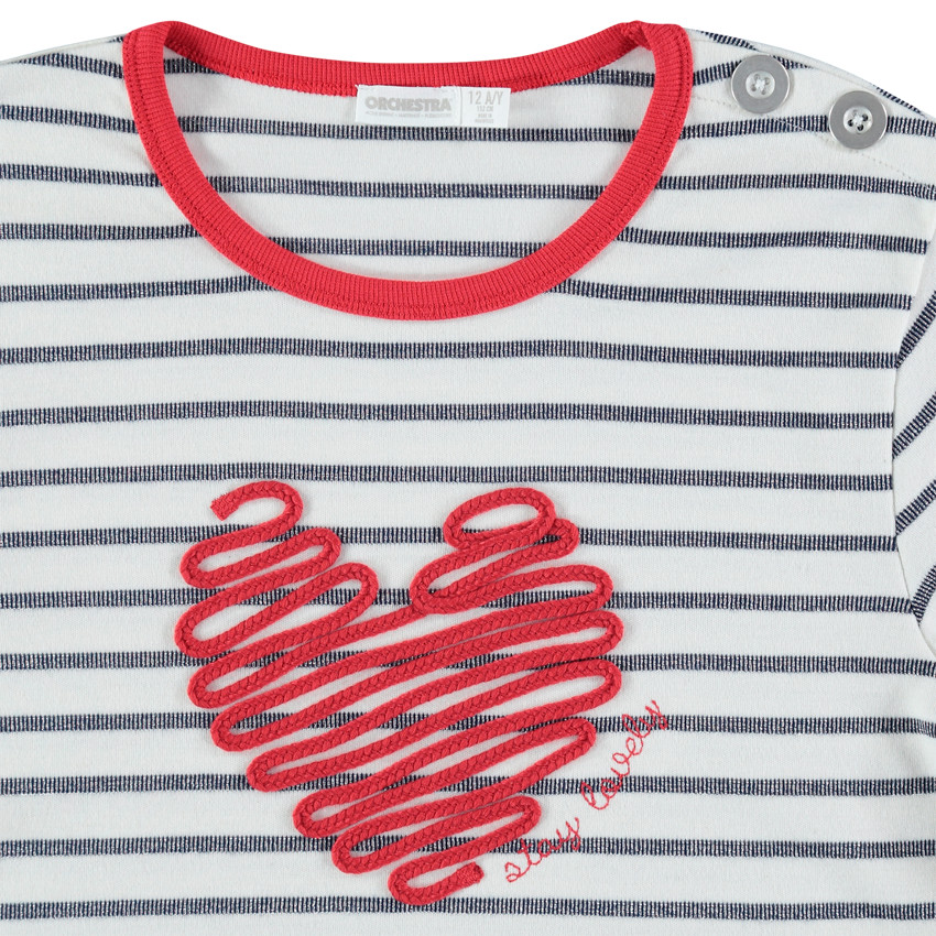 Ριγέ φούτερ από λεπτή φανέλα με καρδιά από κορδόνι 