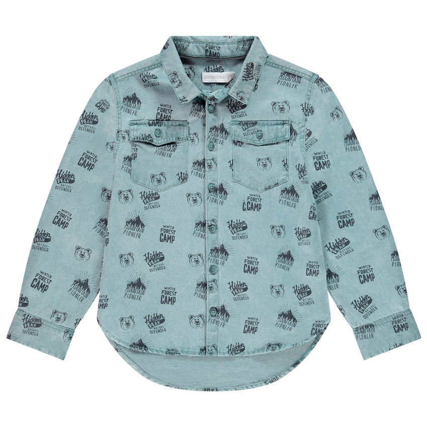 Πουκάμισο μακρυμάνικο με σχέδια σε στυλ forêt για αγόρι 
