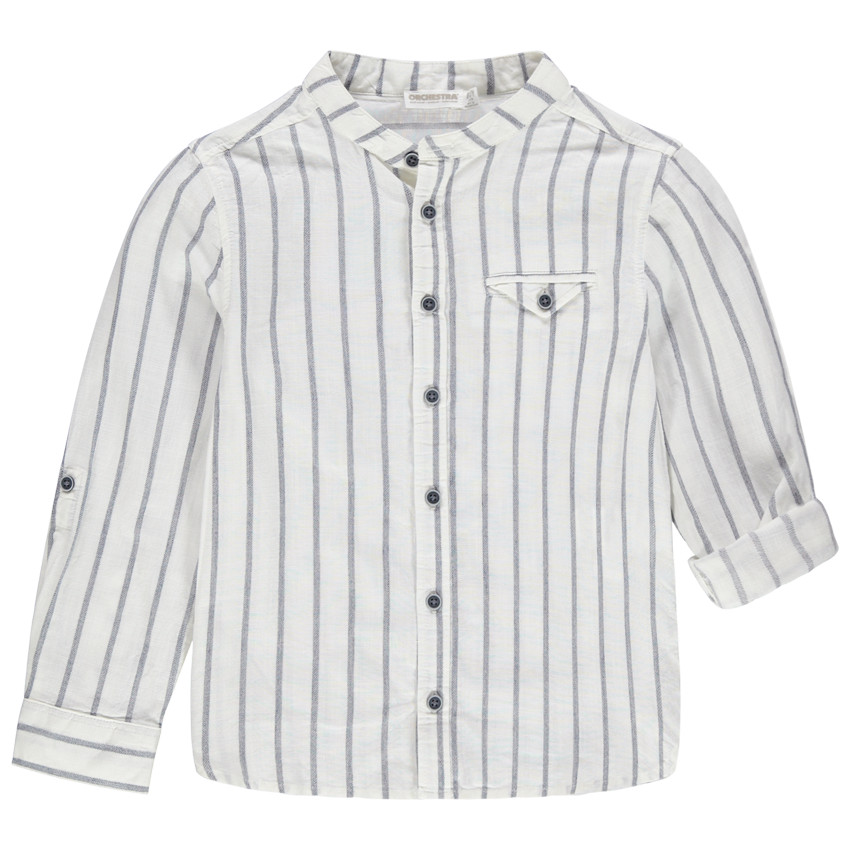 Πουκάμισο μακρυμάνικο κάθετες ρίγες και γιακάς mao 