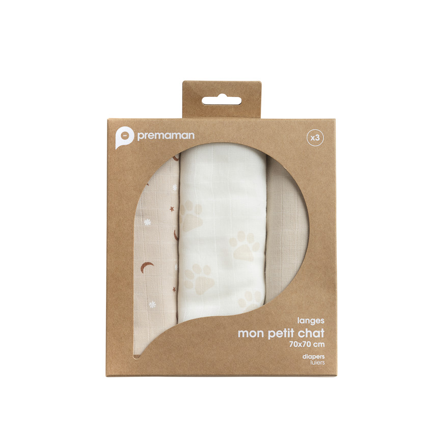 Σετ 3 γάζες 70 x 70 cm Mon Petit Chat 