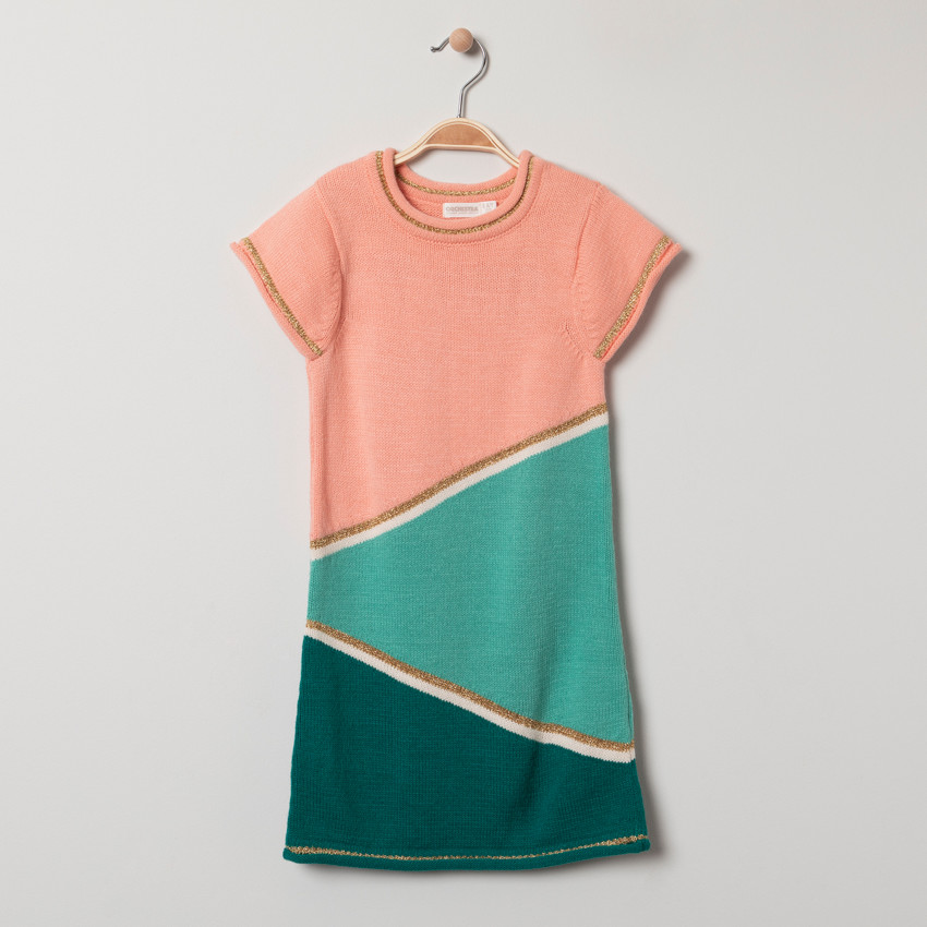 Φόρεμα πλεκτό  κοντομάνικο με χρυσές πινελιές 