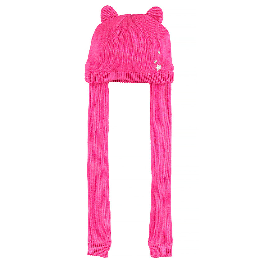 Πλεκτό σετ σκούφος/κασκόλ με αστεράκια και ανάγλυφα αυτάκια 