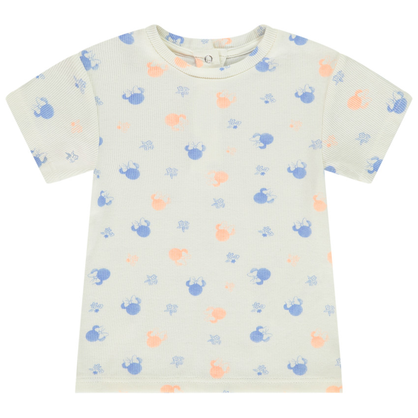 T-shirt με ριπ μανίκια και σχέδιο Minnie Disney για μωρό κορίτσι 