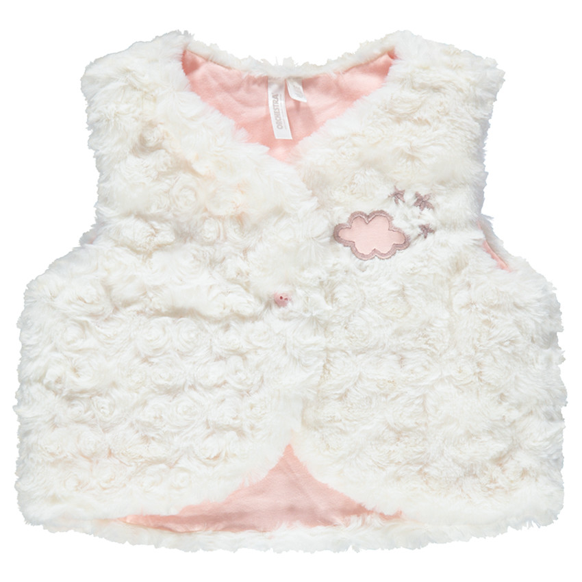 Gilet en sherpa moutonnée avec nuage brodé  Additional Gilet en sherpa moutonnée avec nuage brodé