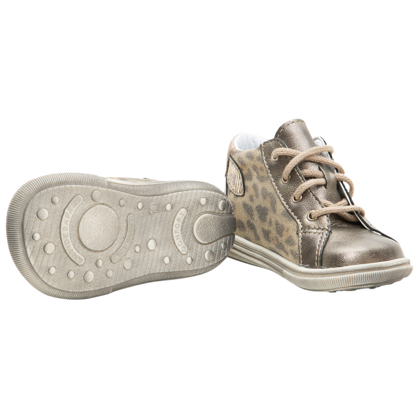 Δερμάτινα λεοπάρ μποτάκια με κορδόνια  