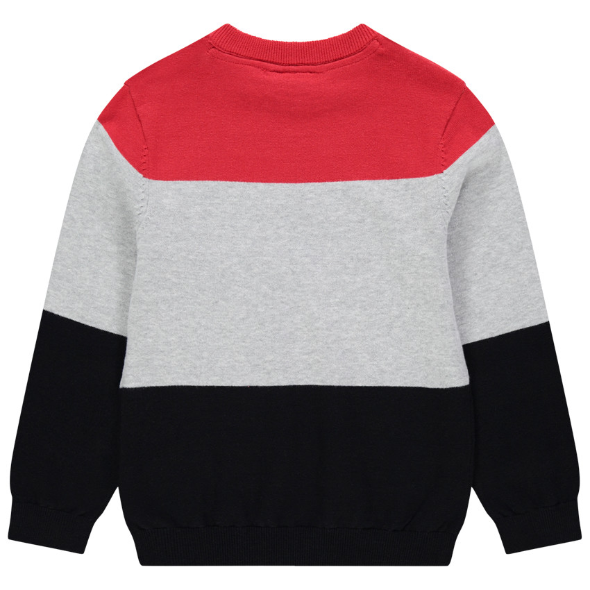 Πουλόβερ πλεκτό τρίχρωμο με σχέδιο Batman σε jacquard για αγόρι 