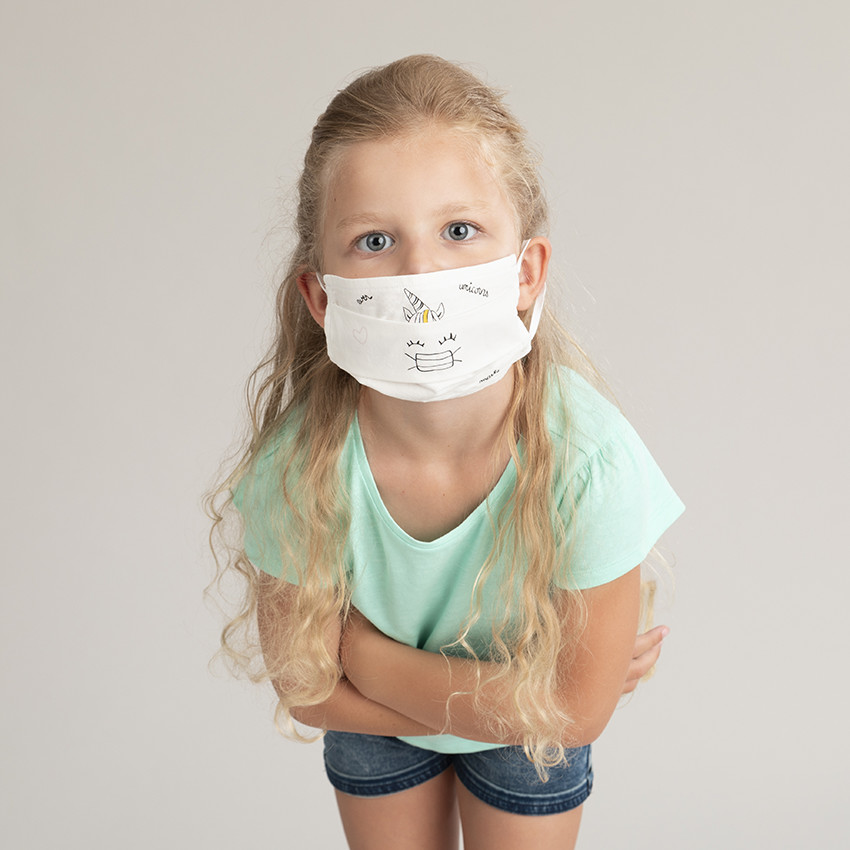 Σετ από 2 υφασμάτινες μάσκες για παιδιά με σχέδιο μονόκερου 