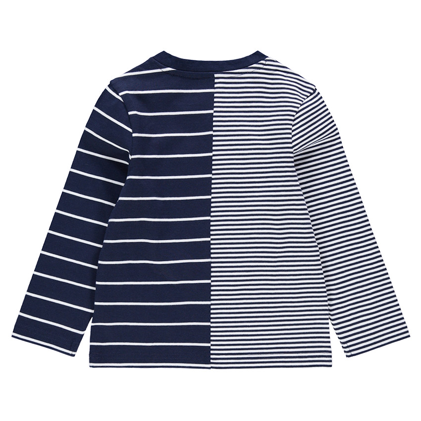 Μακρυμάνικη μπλούζα με ρίγες και πετσετέ γράμματα 