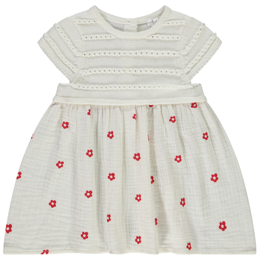 Φόρεμα 2 σε 1 bi-matière με λουλουδάτο σχέδιο για bebe κορίτσι 