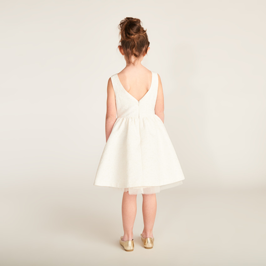 Φόρεμα από ζακάρ και τούλι με λουλουδάτα σχέδια για κορίτσι 