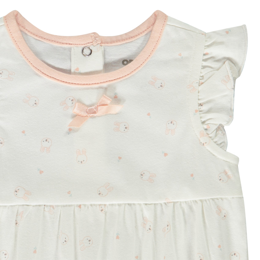 Combi κοντό σε jersey imprimé lapins pour bébé fille 