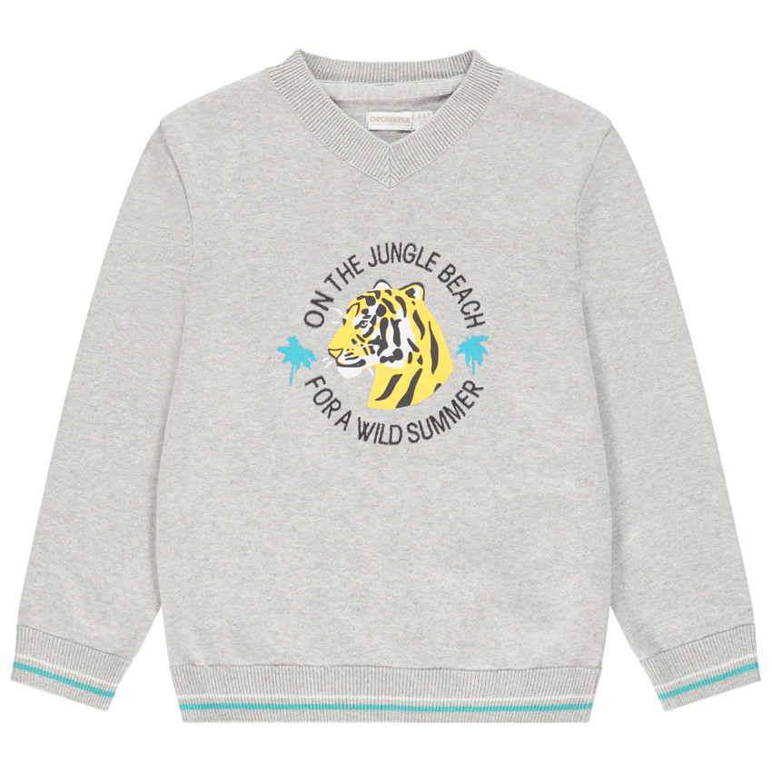 Πουλόβερ πλεκτό γιακάς V για αγόρι 