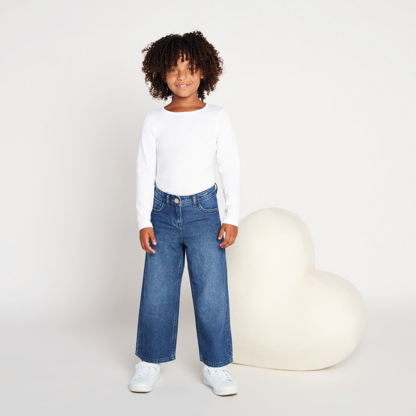 Jean large en denim bleu stone pour fille 