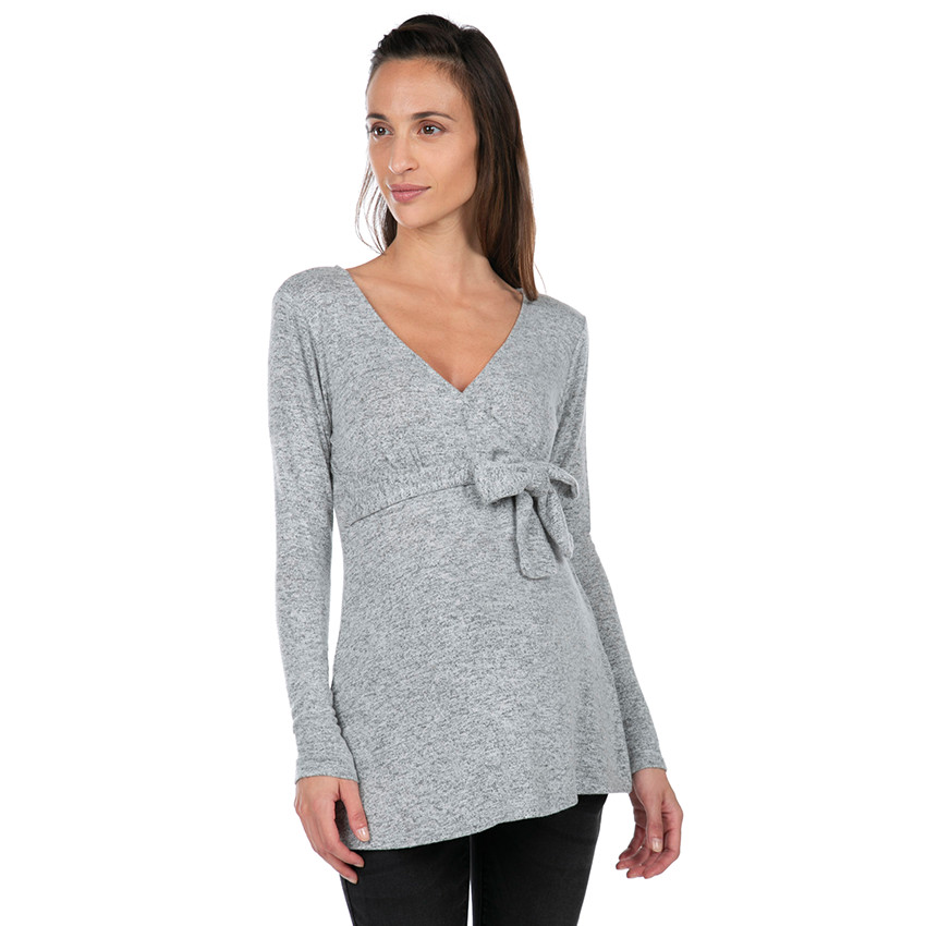 Μακρυμάνικη τουνίκ εγκυμοσύνης με διακοσμητικό φιόγκο 