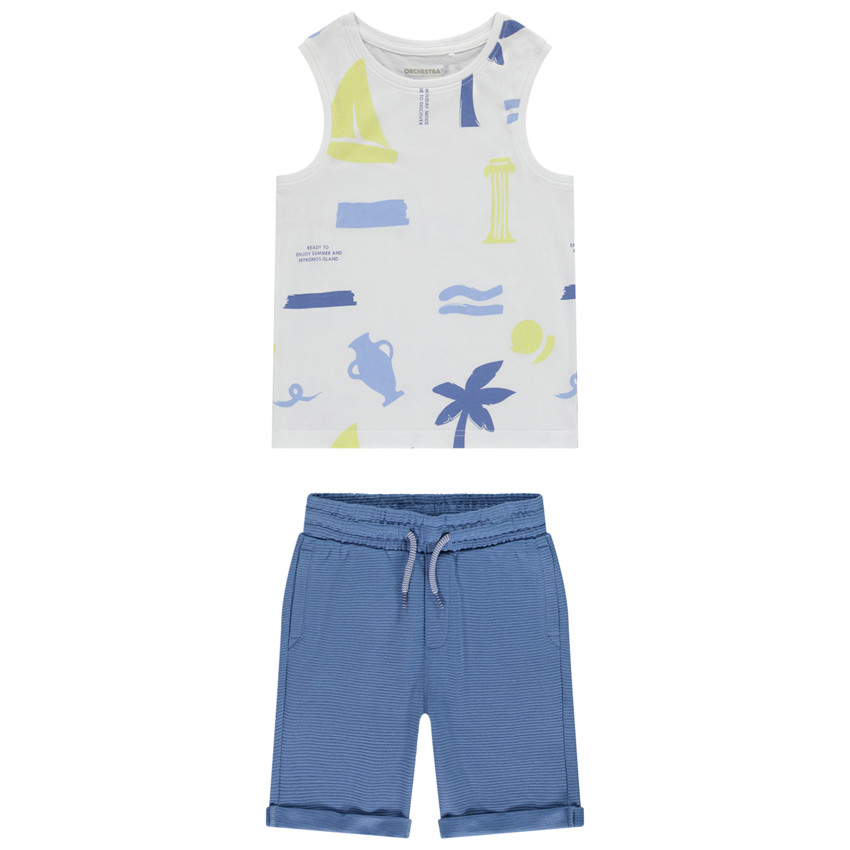 Σετ 2 τμχ. μπλουζάκι αμάνικο με σχέδιο Mykonos για αγόρι 