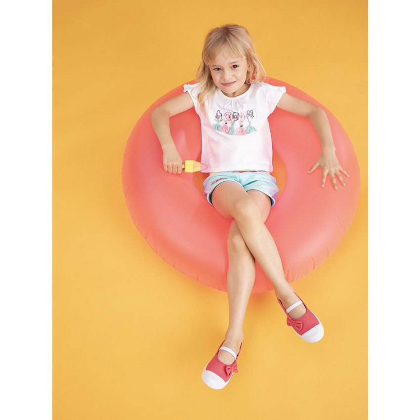 Σύνολο από βιολογικό βαμβάκι με κεντημένο μήνυμα και φουντίτσες 