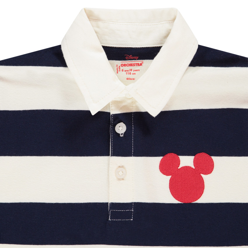Polo manches courtes à rayures avec badge brodé et print Mickey Disney pour garçon Main Polo manches courtes à rayures avec badge brodé et print Mickey Disney pour garçon