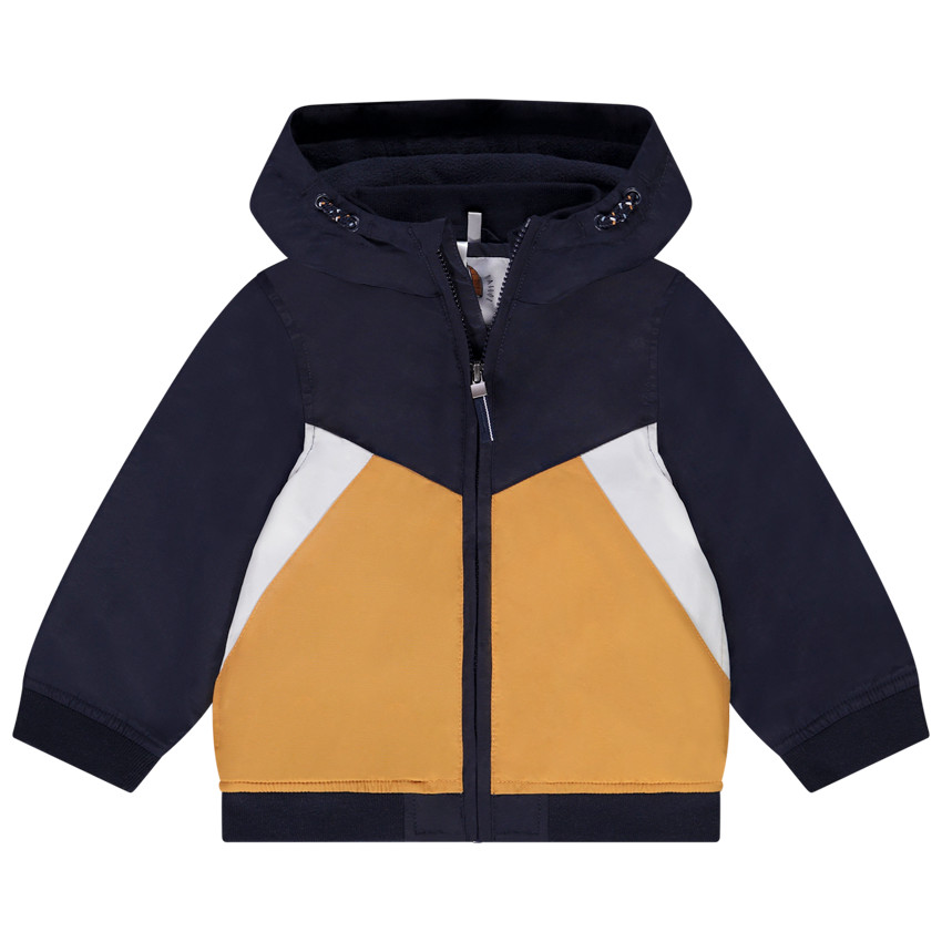 "Αδιάβροχο με κουκούλα σε colorblock από νάιλον με επένδυση από μικροπολάρ για μωρό αγόρι" 