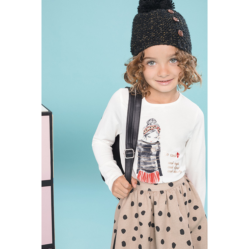 T-shirt manches longues uni print personnage 