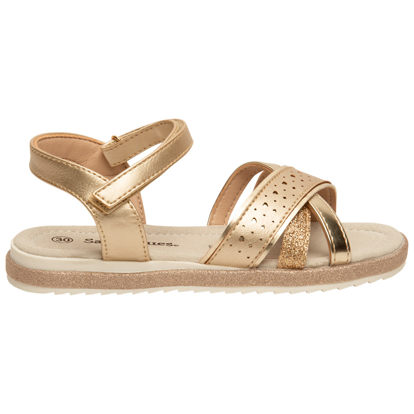 Σανδάλια χρυσά με scratch effet δέρματος με λουράκια για κορίτσι 