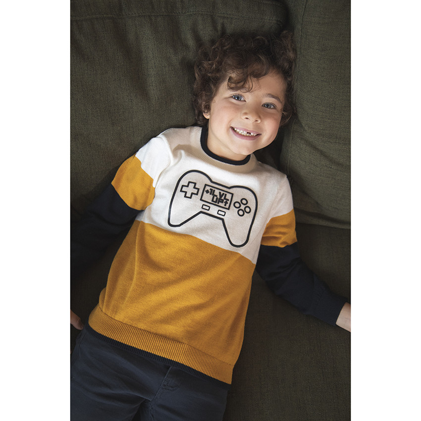 Πουλόβερ πλεκτό σε στυλ Color block σχέδιο χειριστήριο για αγόρι 