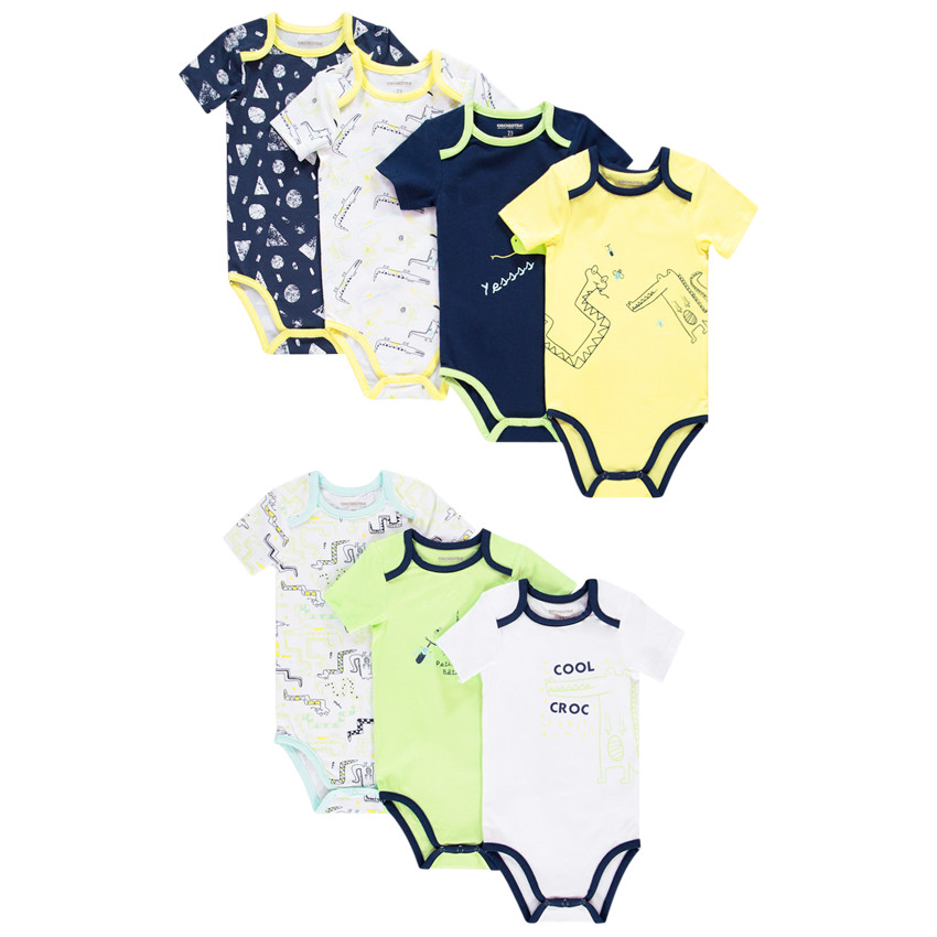 Σετ από 7 bodies κοντομάνικα για bebe αγόρι με σχέδιο 