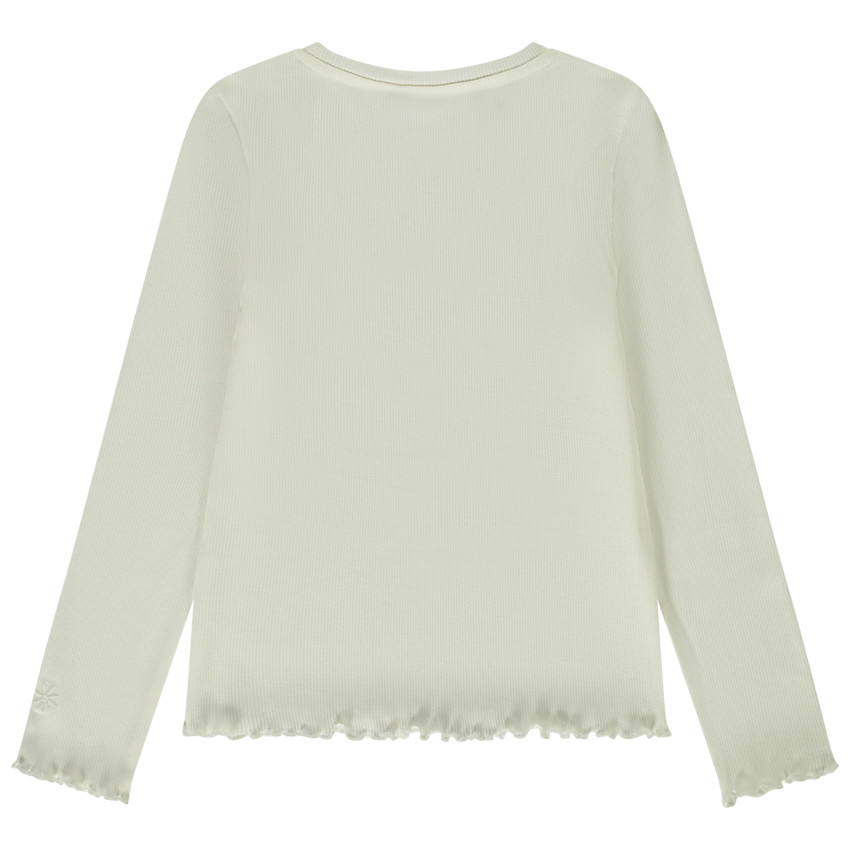 Μπλούζα μακρυμάνικη ριπ με κεντημένο λουλούδι για κορίτσι 