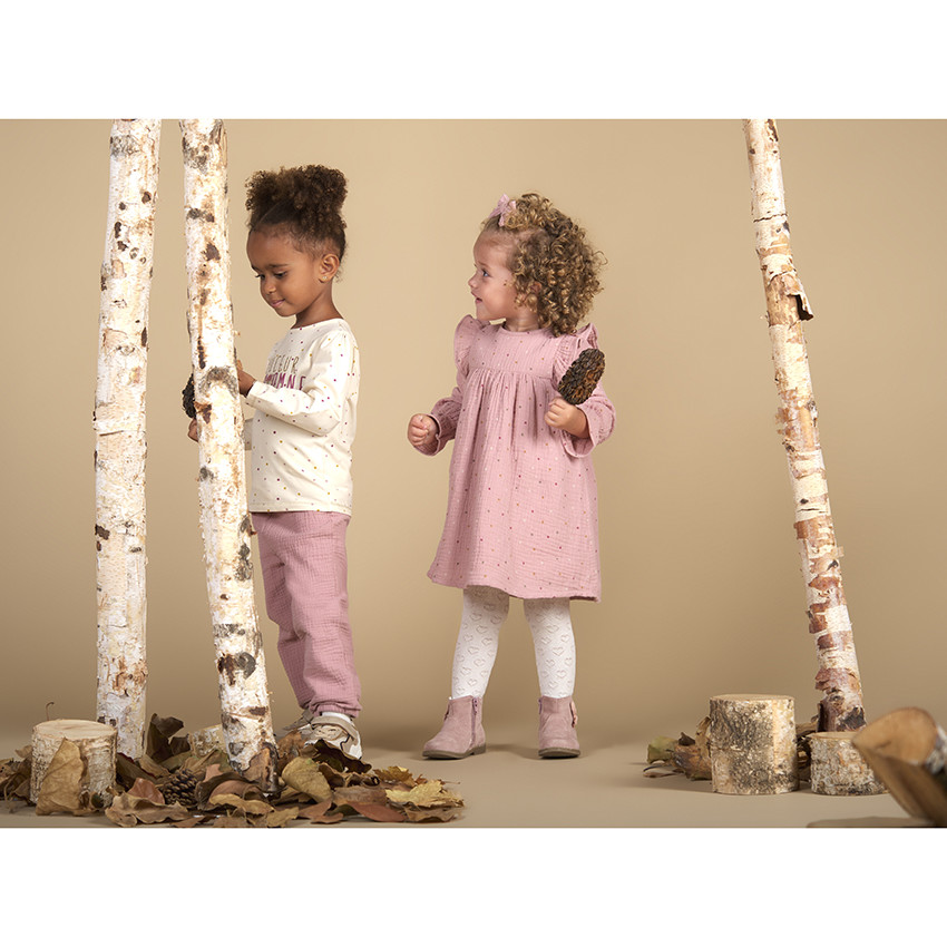 T-shirt manches longues en jersey imprimé pois et print pour bébé fille 