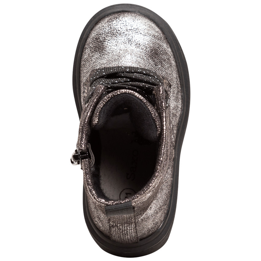 Ασημί μποτάκια με κορδόνια και φερμουάρ σε νούμερα 28 έως 35 