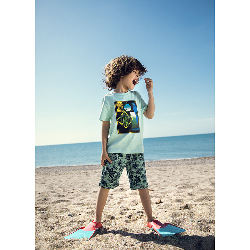 Βερμούδα με οργανικό βαμβάκι με σχέδιο floral  σε όλη την επιφάνεια 