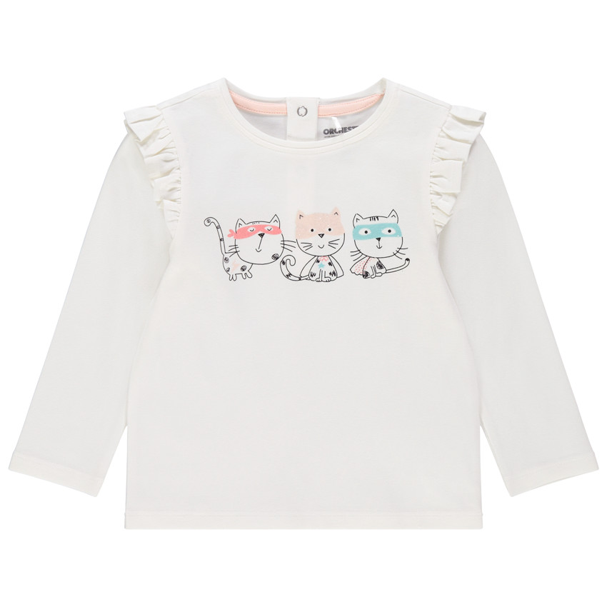 T-shirt manches longues volantées print chats  Additional T-shirt manches longues volantées print chats