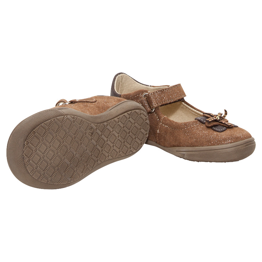 Δερμάτινα παπούτσια με παγιέτες και λουλούδι 