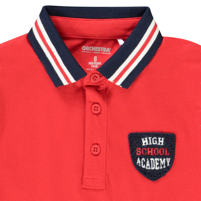 Polo manches longues fantaisie avec patch brodé pour garçon Main Polo manches longues fantaisie avec patch brodé pour garçon