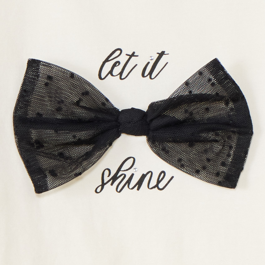 T-shirt manches longues avec nœud en tulle pour fille  